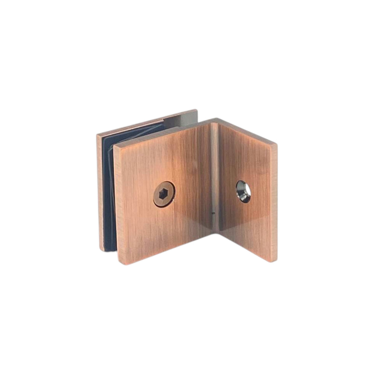 Shower bracket offset plate wall to glass 90° – antique brushed copper