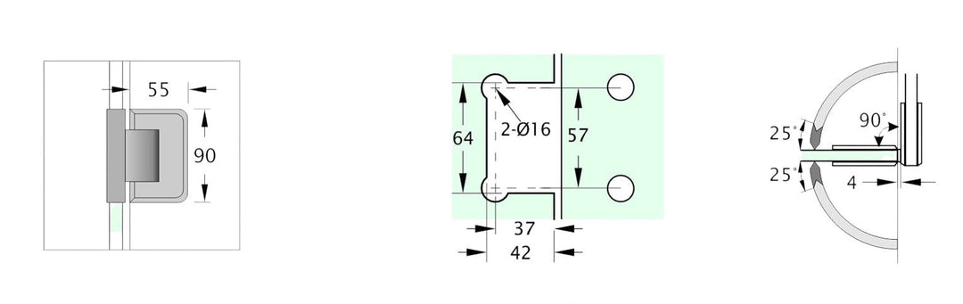 Adjustable Hinge Glass To Glass 90° with NO Cover