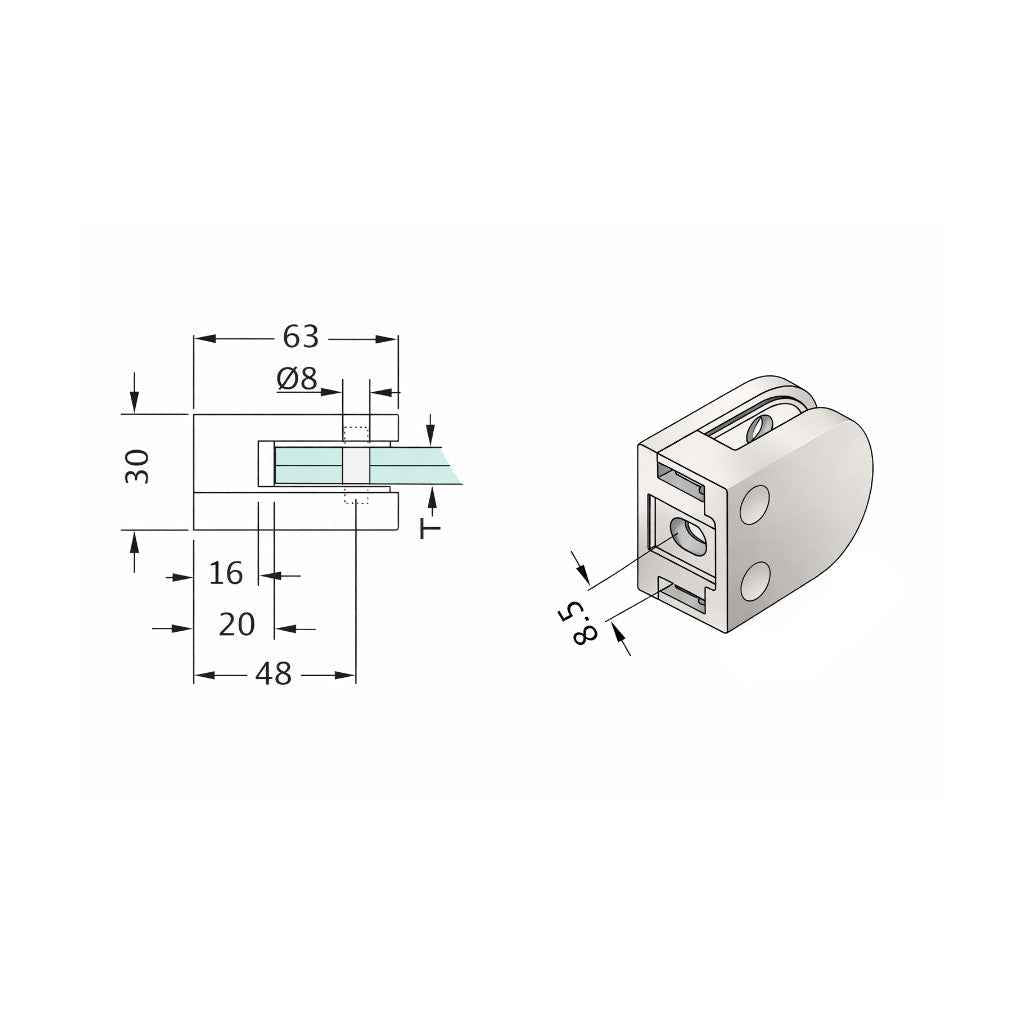SLEEVE OVER GLASS CLAMP