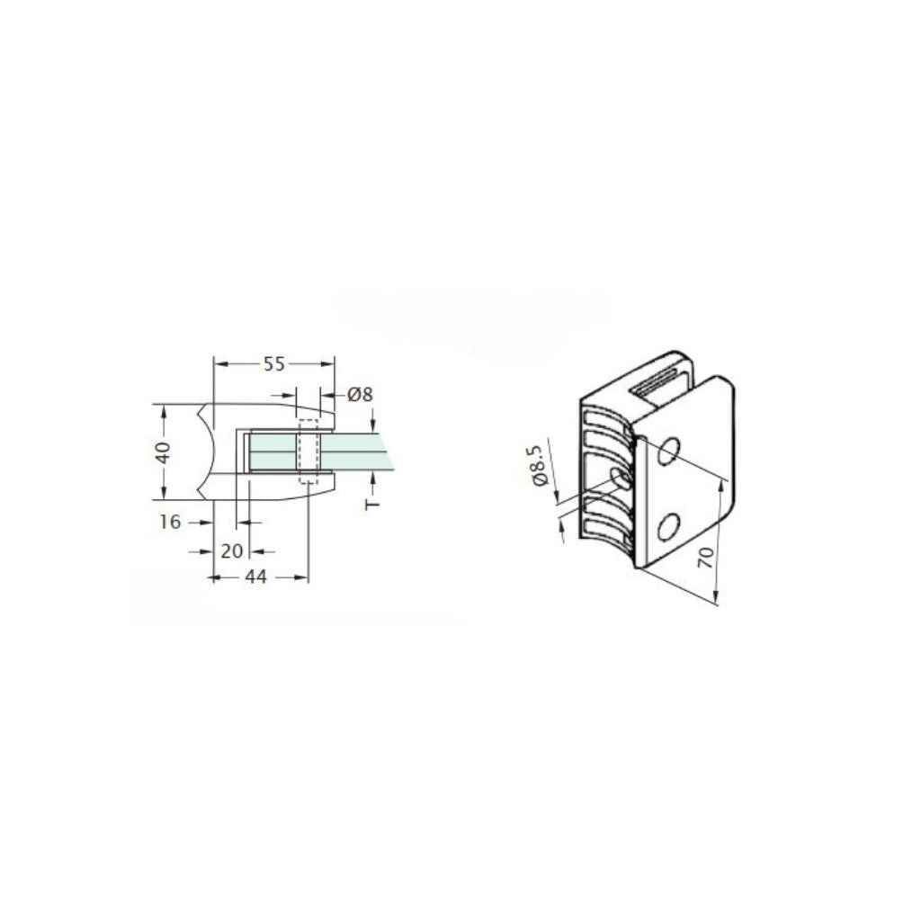 Heavy duty post glass clamp