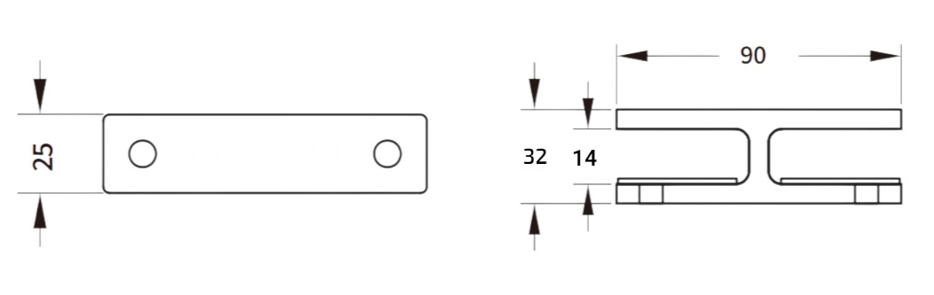Glass Support Connector 180°