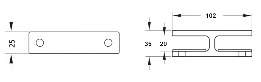 Glass Support Connector 180°