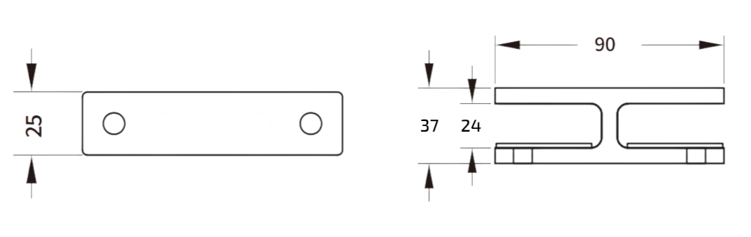 Glass Support Connector 180°