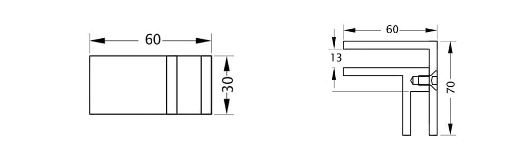 Glass connector 90°