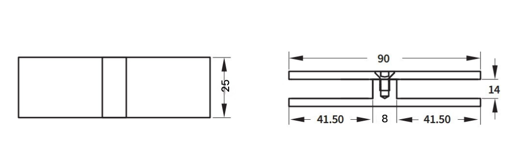 Glass Support Connector 180°