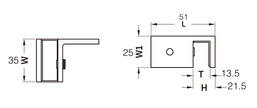 Corner Glass Connector with Left Leg