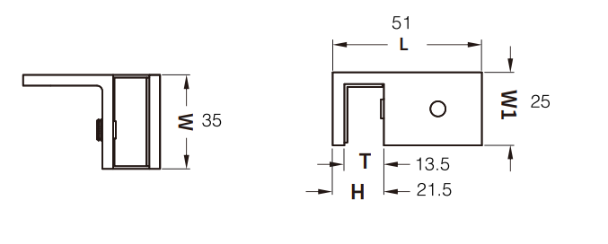 Corner Glass Connector with Right Leg