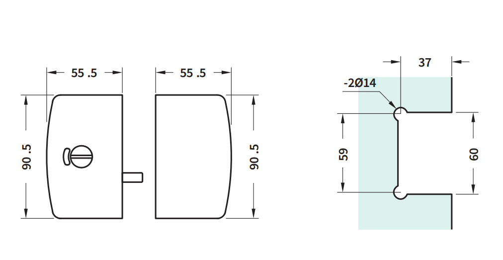 Door Lock for Glass To Glass with Indicator