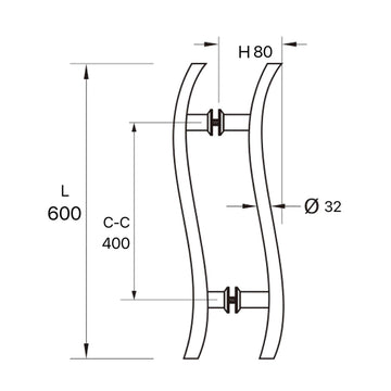 S Shape Pull Handle - PH-1405-CP