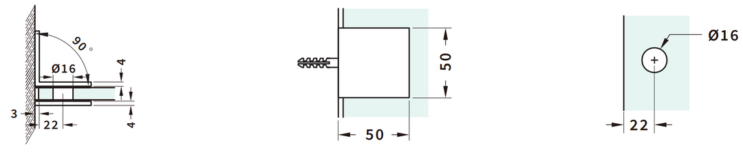 Shower Bracket Offset Plate Wall To Glass 90° – Matt Black (SB-300S)
