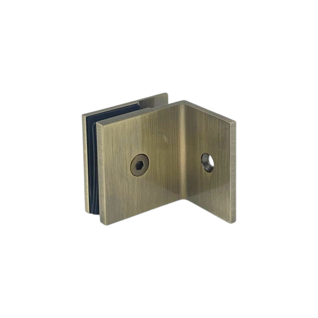 Shower Bracket Offset Plate Wall To Glass 90° – Antique Brass
