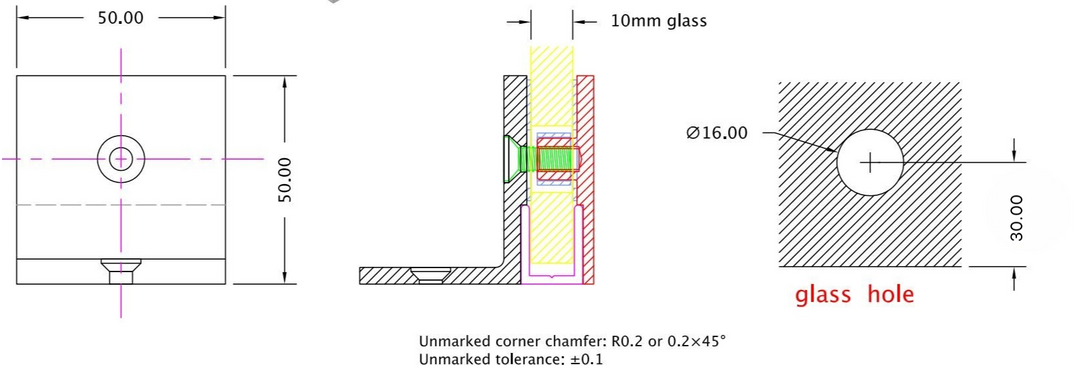 Shower Bracket Offset Plate Wall To Glass 90° – Polished Chrome