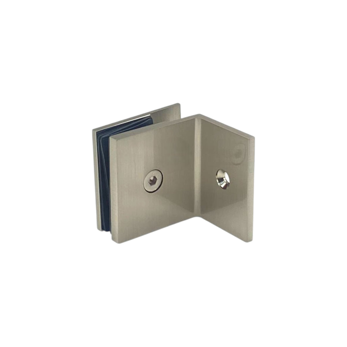 Shower bracket offset plate wall to glass 90° – satin nickel