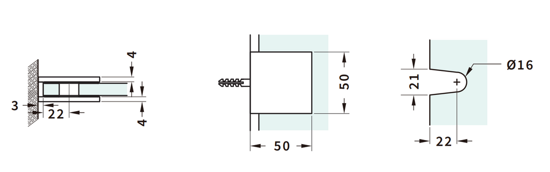 Shower Bracket Wall To Glass 90°