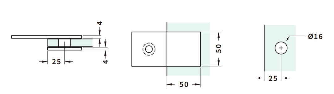 Shower Bracket Wall To Glass 180°