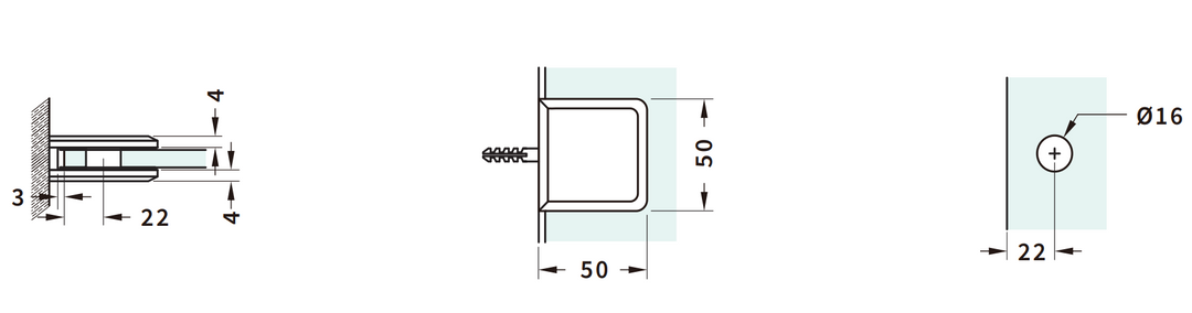 Shower Bracket Wall To Glass 90°