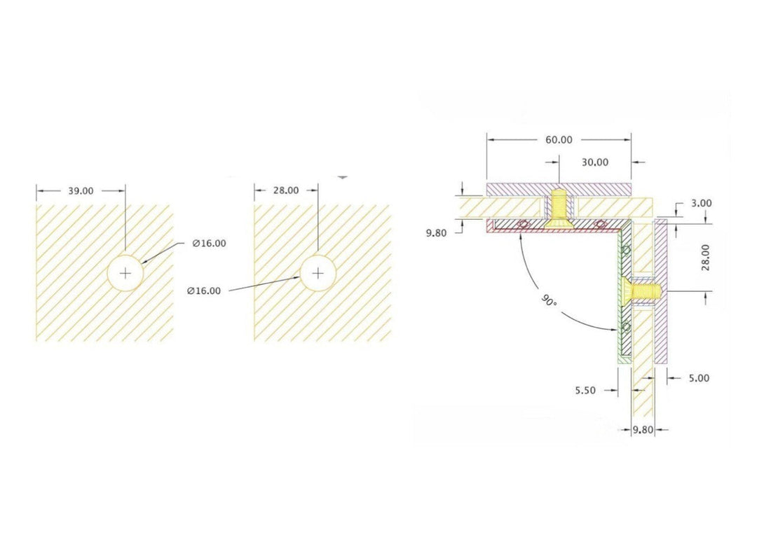 Shower Bracket Glass To Glass 90°