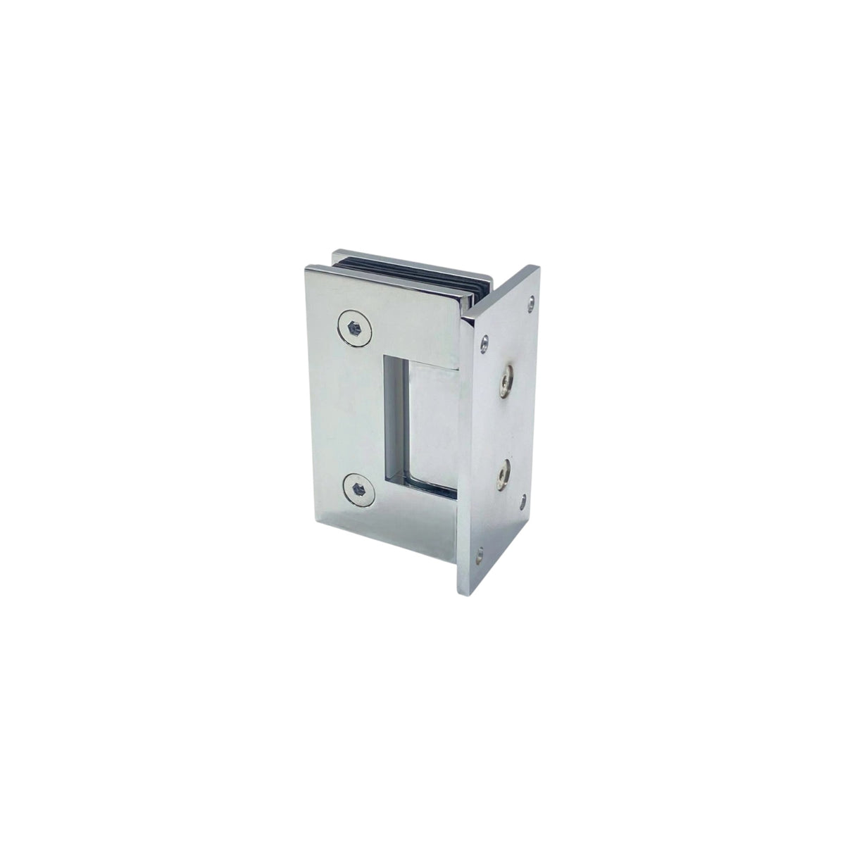 Full plate wall to glass 90° – polished chrome