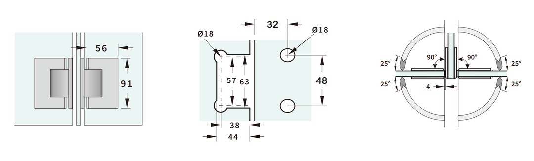 'T' Configuration Double Door Partitions (Enclosures) – Polished Chrome