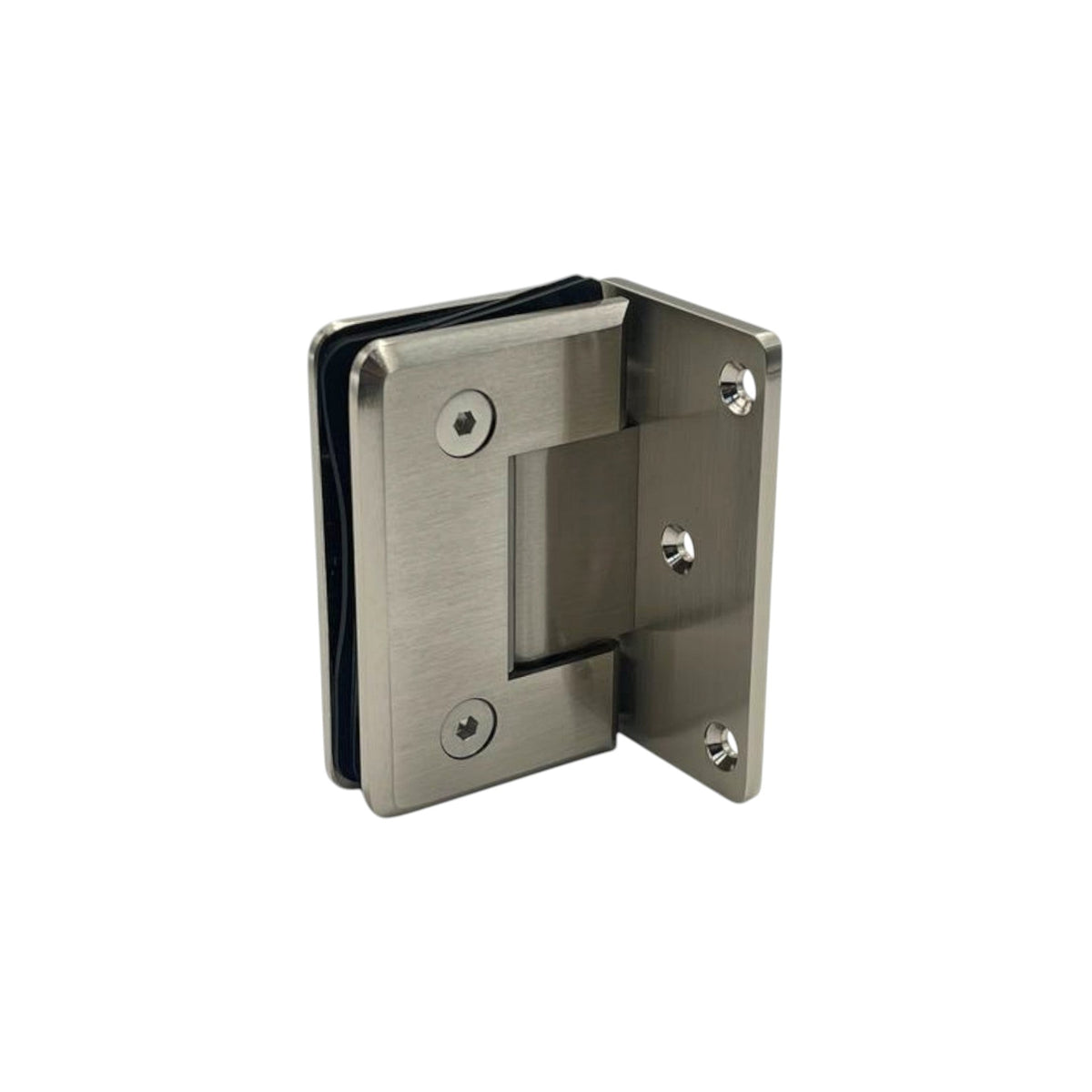 Timeless offset plate wall to glass 90° shower hinge