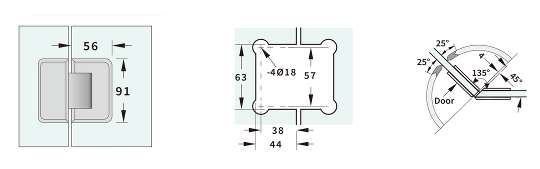 Bevelled Shower Hinge