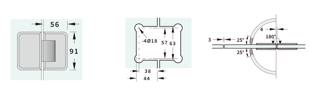 Bevelled Shower Hinge