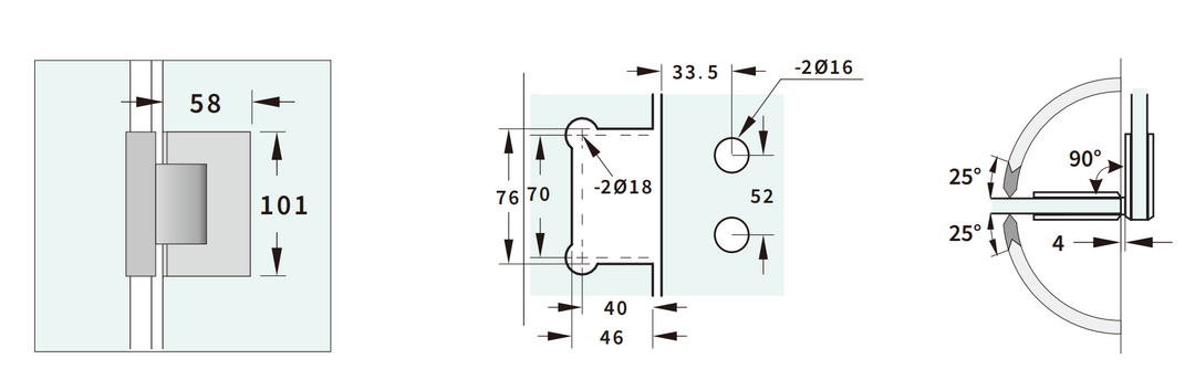 Valencia Heavy Duty Glass To Glass 90° Shower Hinge