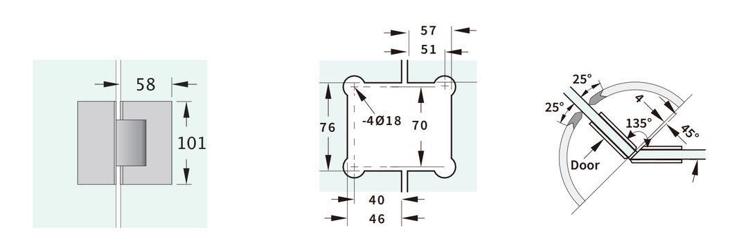 Valencia Heavy Duty Glass To Glass 135° Shower Hinge