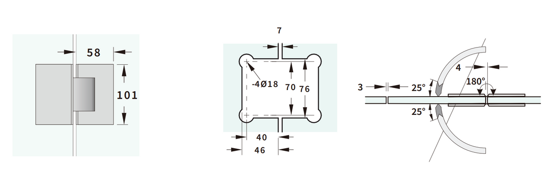 Heavy Duty Glass To Glass 180° (SH-025HS)