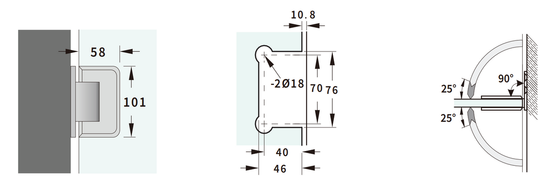 Valencia Heavy Duty Offset Plate Wall To Glass 90° Shower Hinge