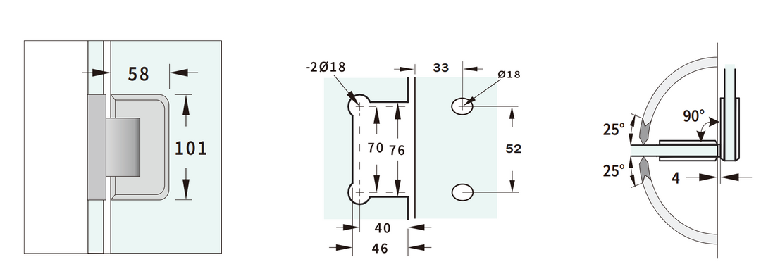 Valencia Heavy Duty Glass To Glass 90° Shower Hinge