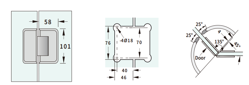 Valencia Heavy Duty Glass To Glass 135° Shower Hinge