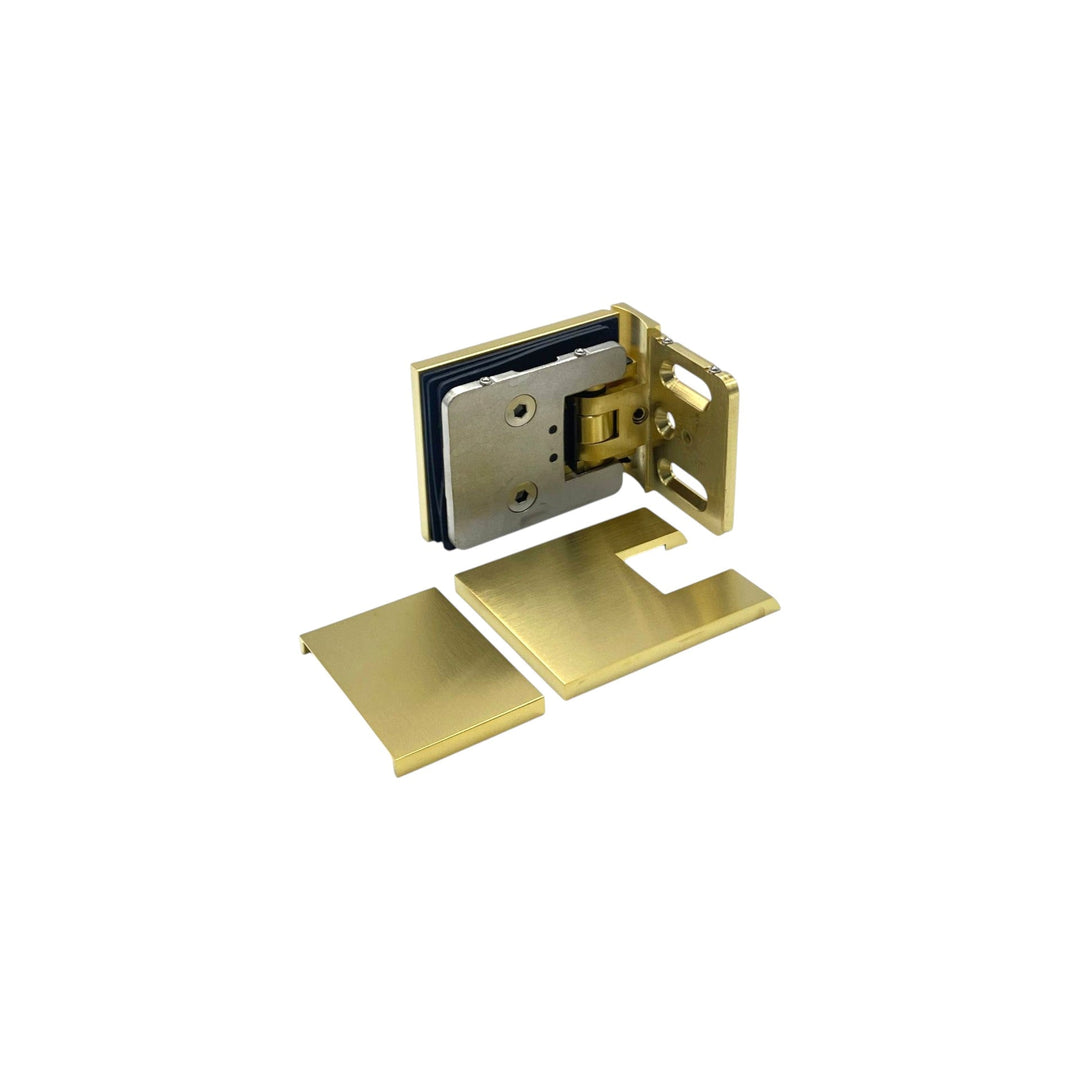 Adjustable Offset Plate Wall To Glass 90° Hinge with Cover