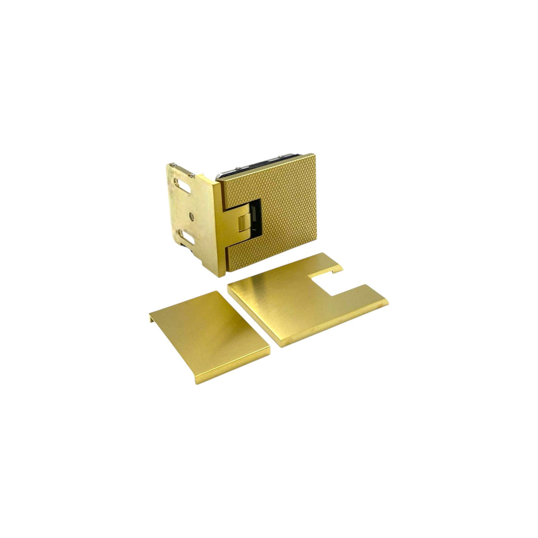 Adjustable Offset Plate Wall To Glass 90° Hinge with Cover