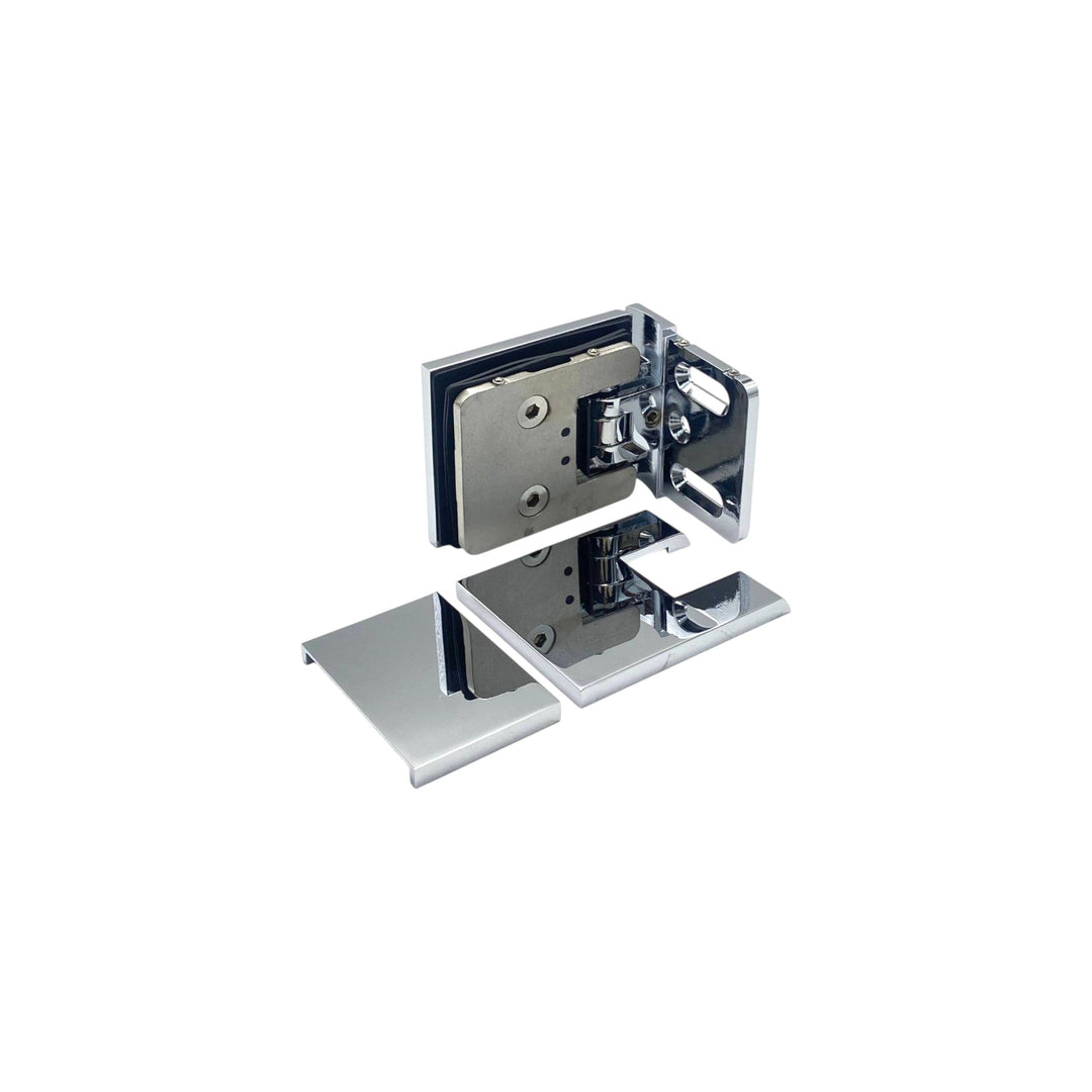 Adjustable Offset Plate Wall To Glass 90° Hinge with Cover