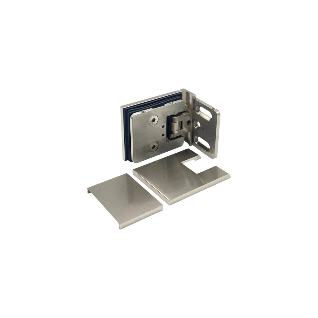 Adjustable Offset Plate Wall To Glass 90° Hinge with Cover