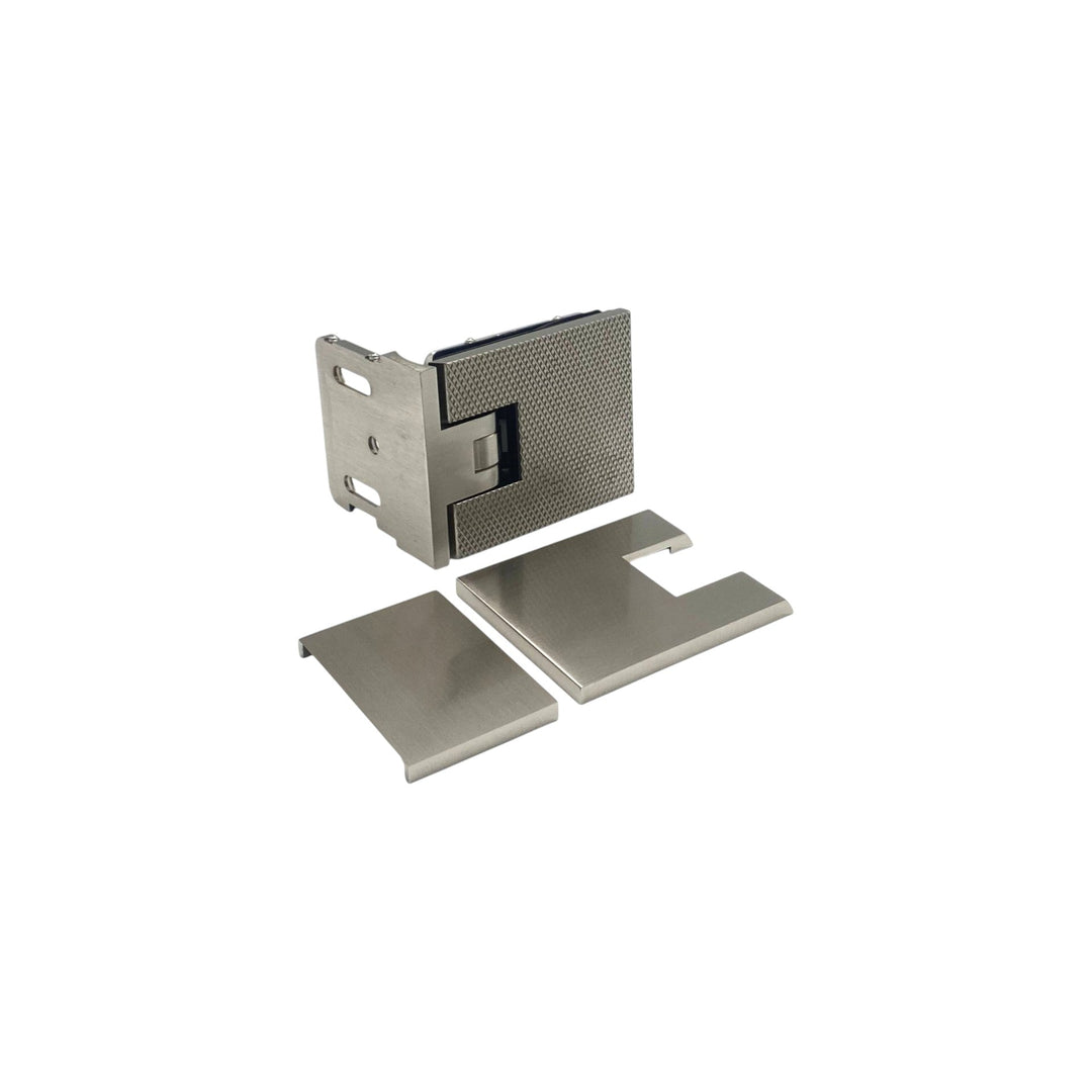 Adjustable Offset Plate Wall To Glass 90° Hinge with Cover