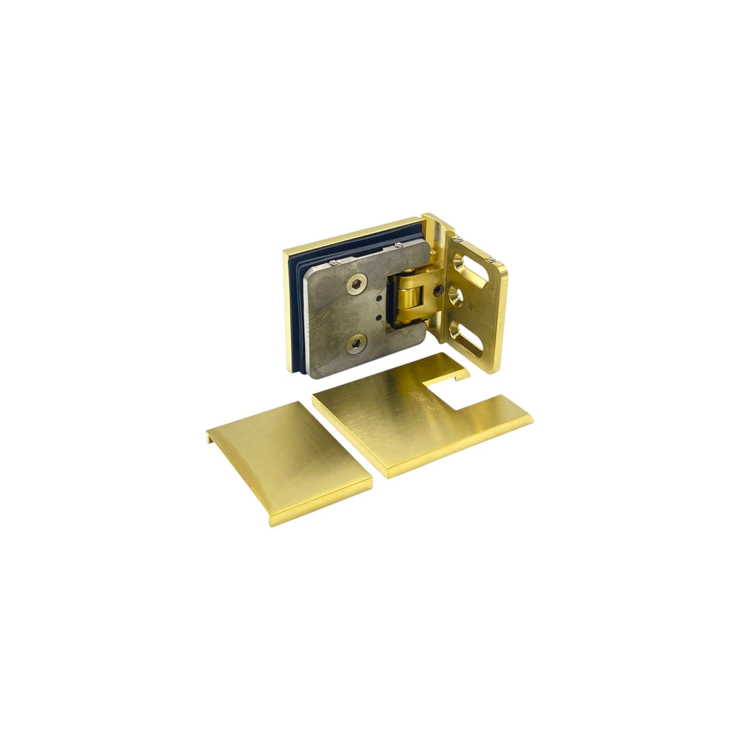 Adjustable Offset Plate Wall To Glass 90° Hinge with Cover