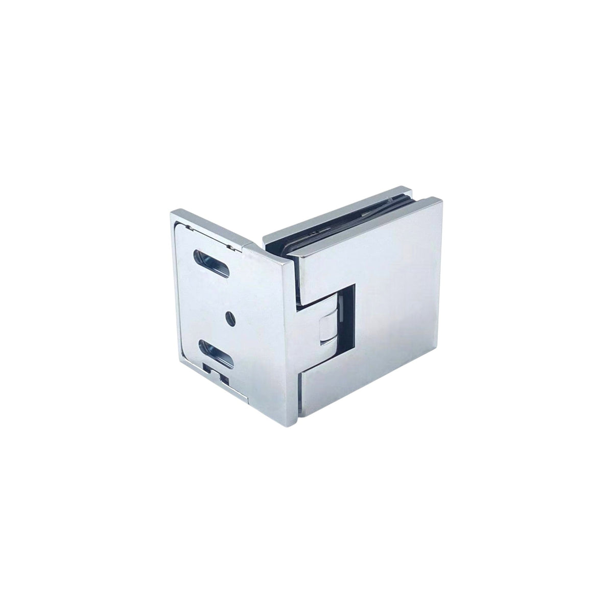 Diamond edge offset plate wall to glass 90° shower hinge