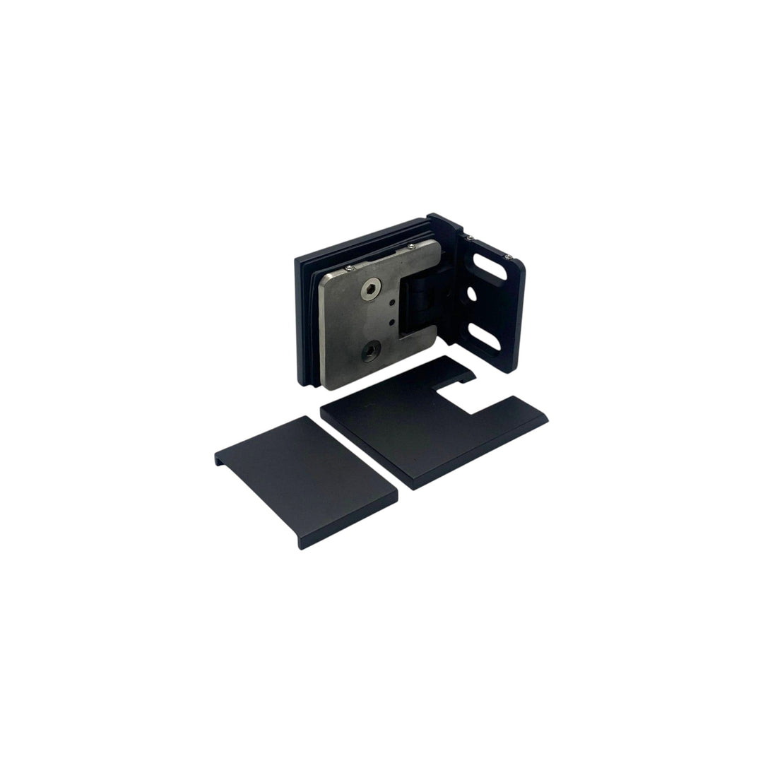 Adjustable Offset Plate Wall To Glass 90° Hinge with Cover