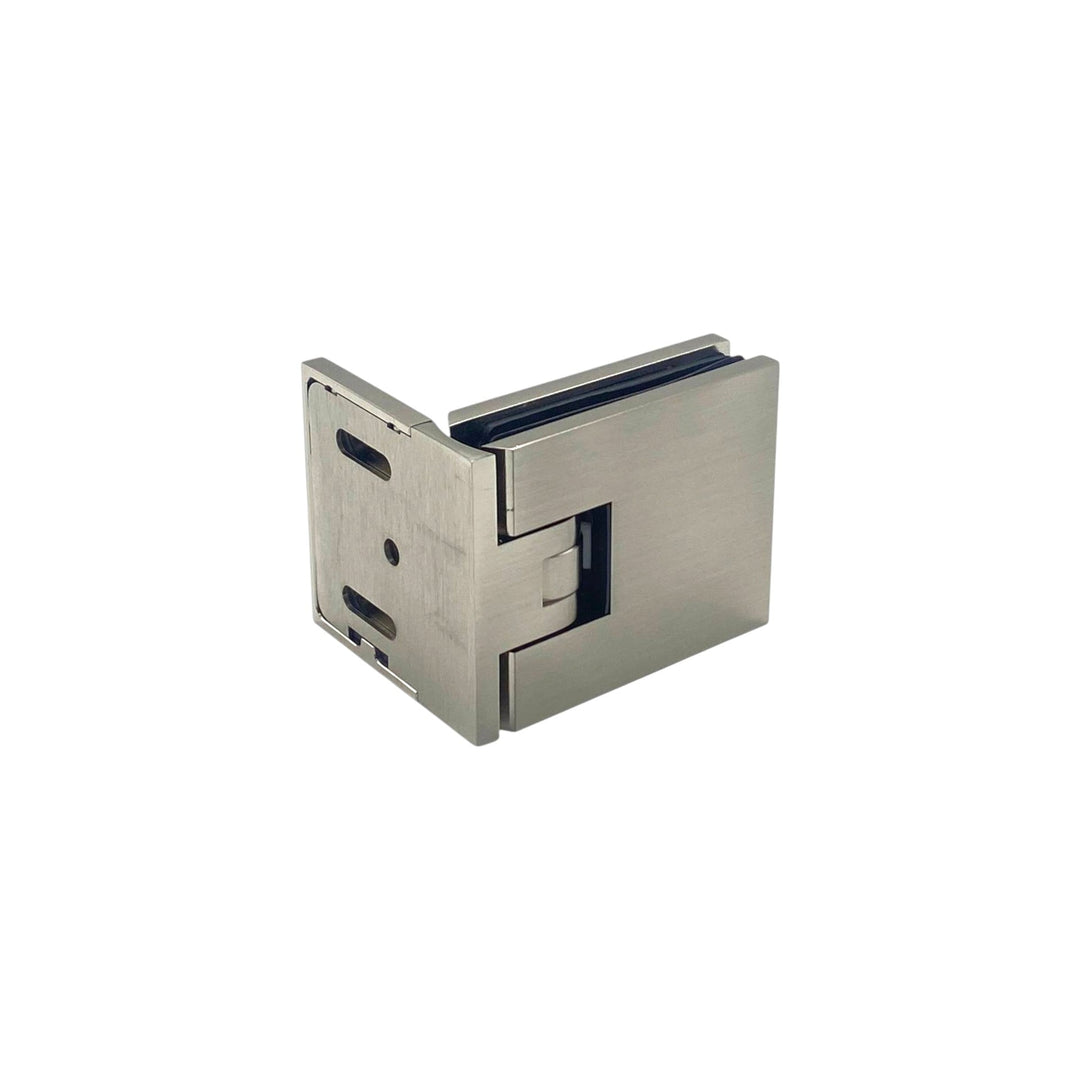 Adjustable Offset Plate Wall To Glass 90° Hinge with Cover