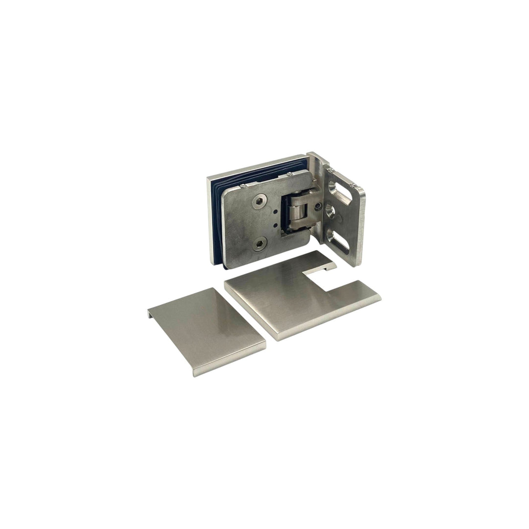 Adjustable Offset Plate Wall To Glass 90° Hinge with Cover