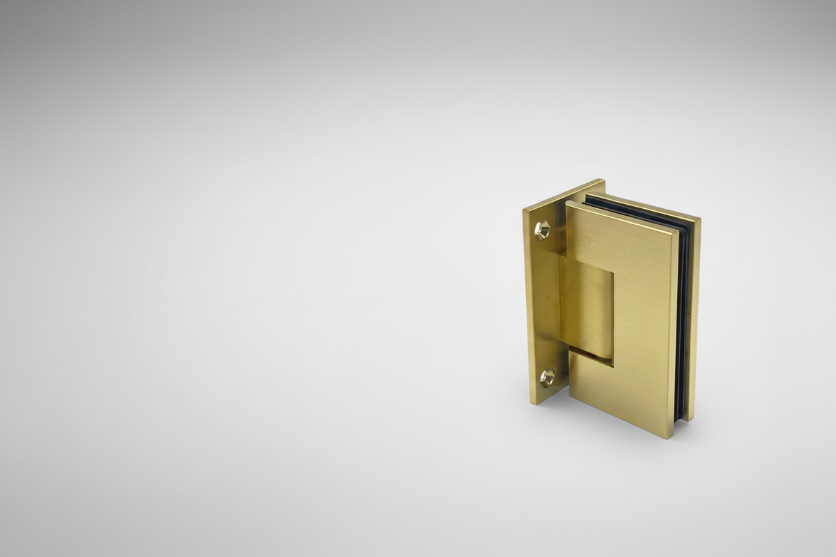 Satin brass shower hinge banner
