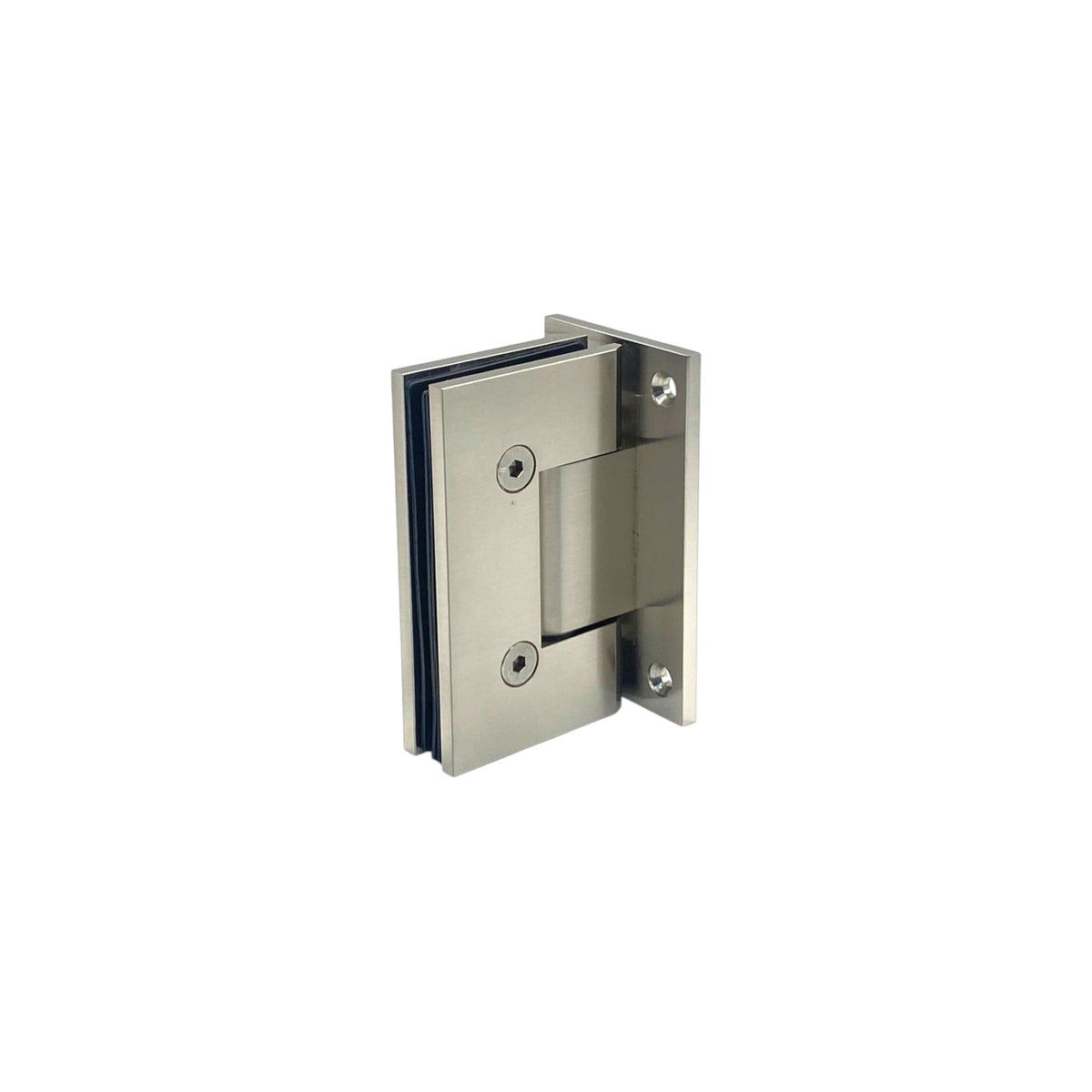 Porto heavy duty bevelled full plate wall to glass 90° shower hinge